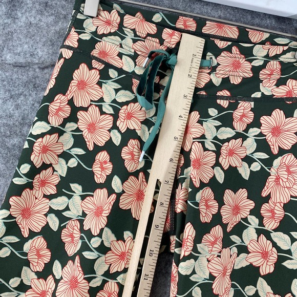The Upside Leggings 4 Green Floral Poppy High Rise Drawstring Stretch - Picture 6 of 12